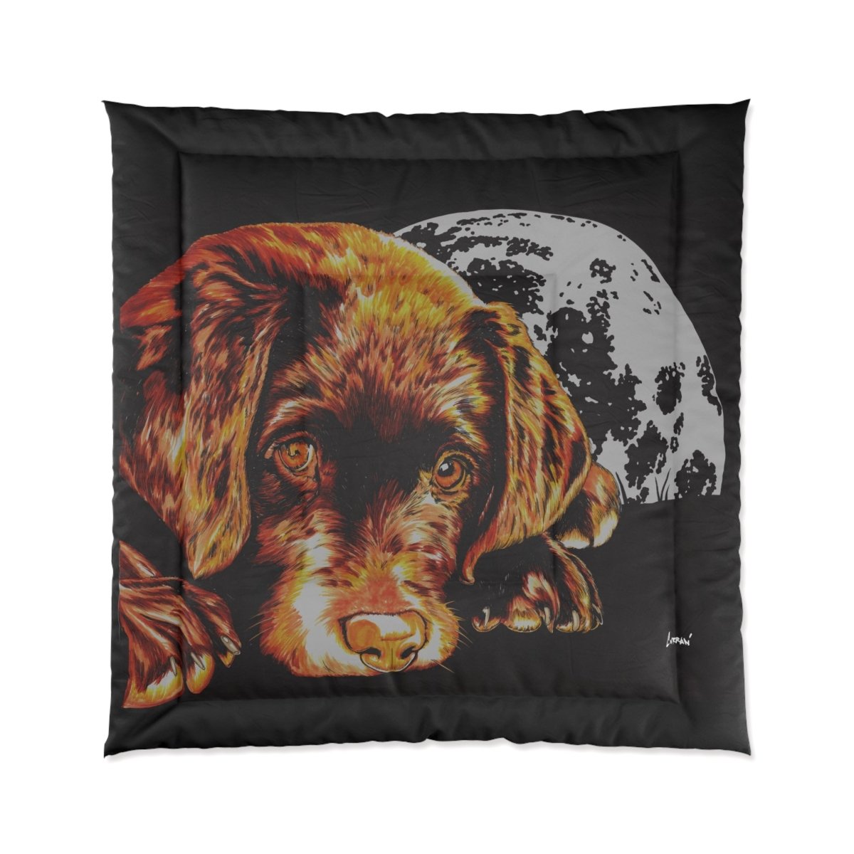 Cozy Dog Lover Comforter - Warm & Stylish Black Design - Curran Artworks
