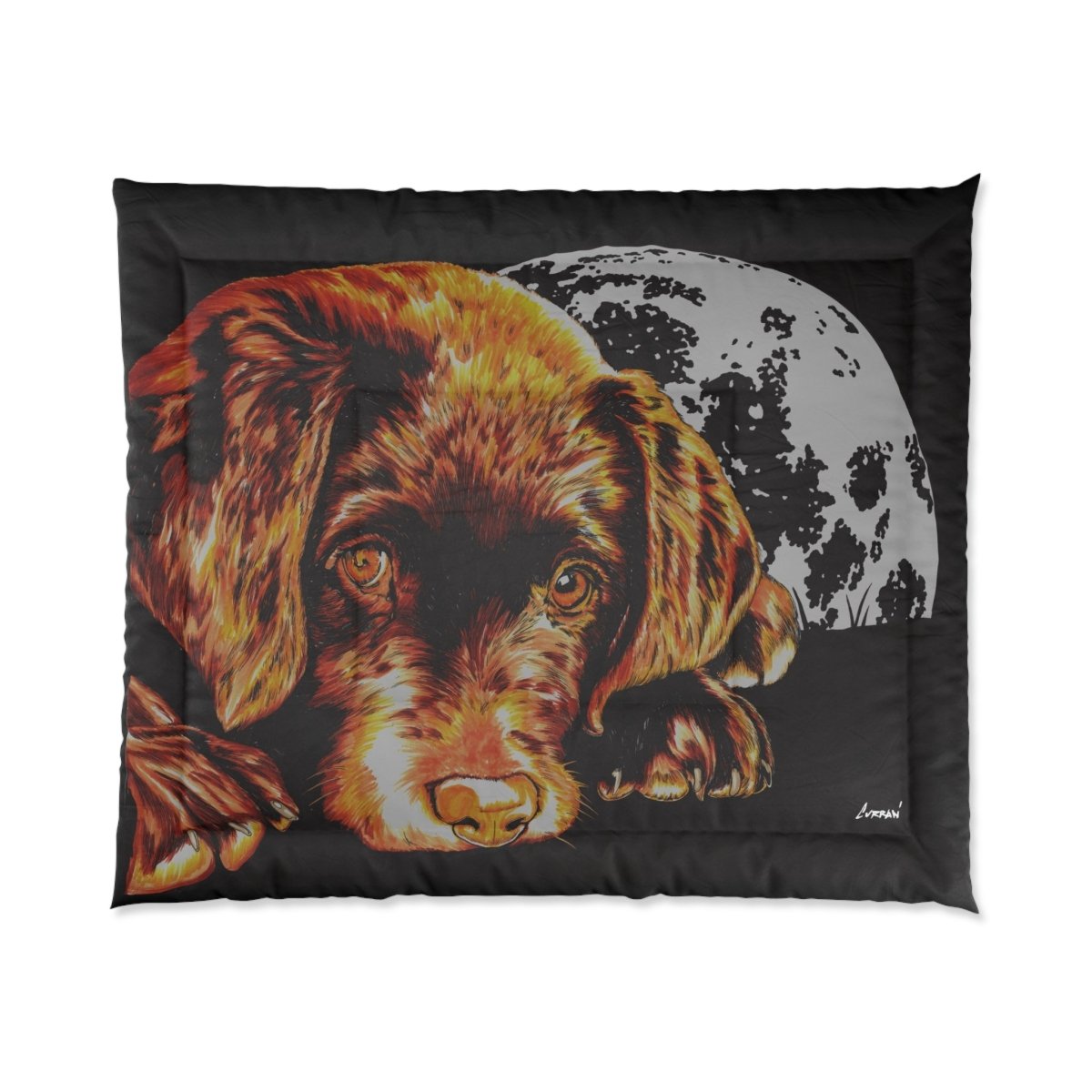 Cozy Dog Lover Comforter - Warm & Stylish Black Design - Curran Artworks