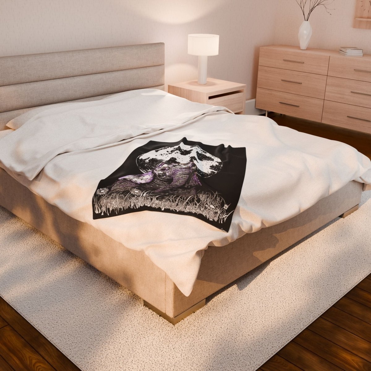 Cozy Elephant Moon Velveteen Plush Blanket - Perfect for Home Decor & Gifts - Curran Artworks