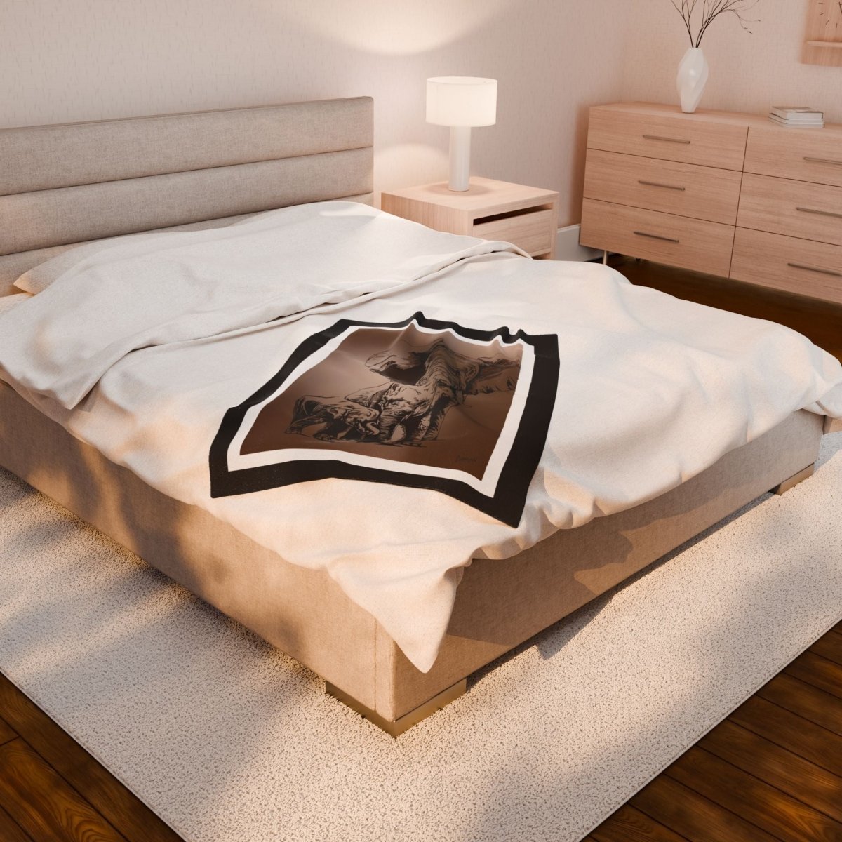 Cozy Elephant Velveteen Plush Blanket - Perfect for Nature Lovers - Curran Artworks