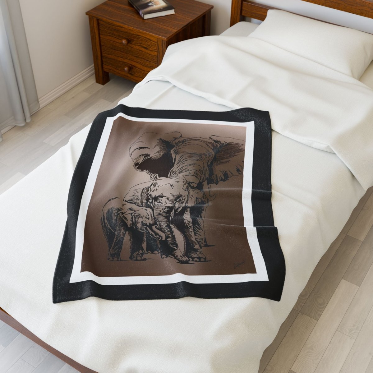 Cozy Elephant Velveteen Plush Blanket - Perfect for Nature Lovers - Curran Artworks