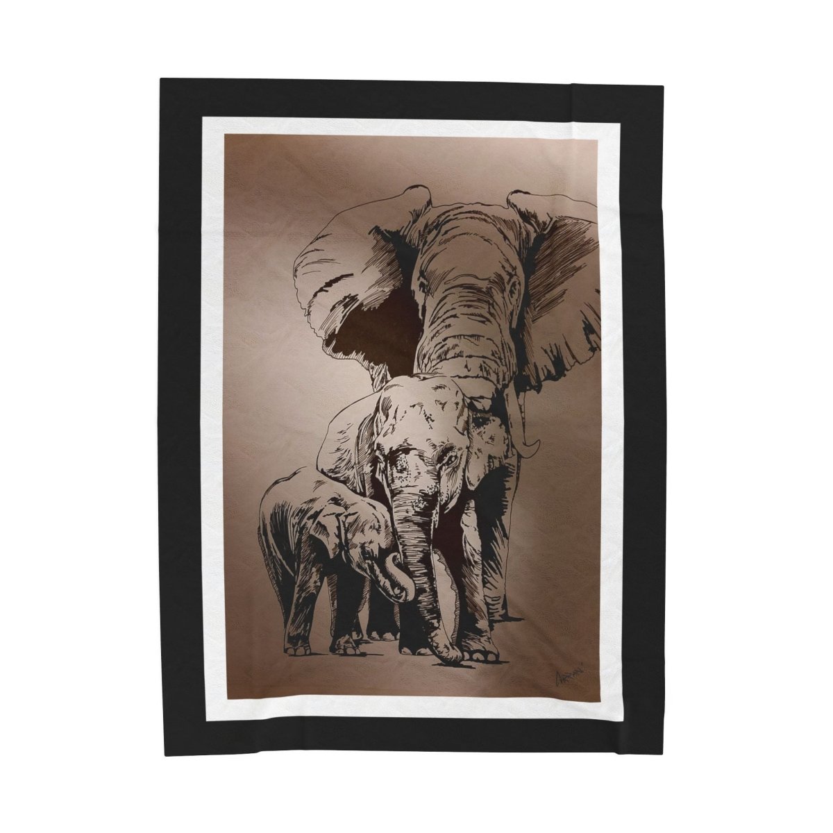 Cozy Elephant Velveteen Plush Blanket - Perfect for Nature Lovers - Curran Artworks