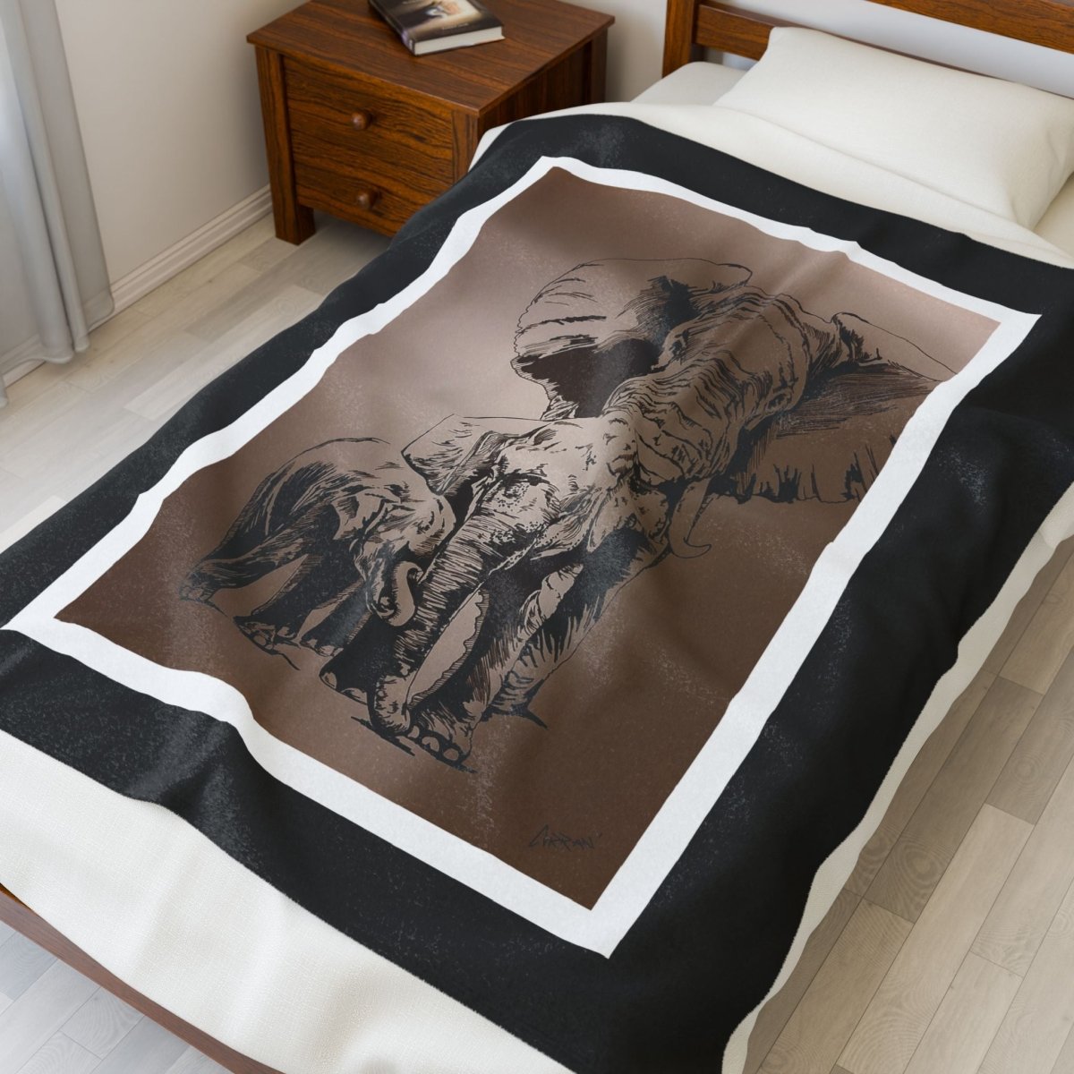 Cozy Elephant Velveteen Plush Blanket - Perfect for Nature Lovers - Curran Artworks