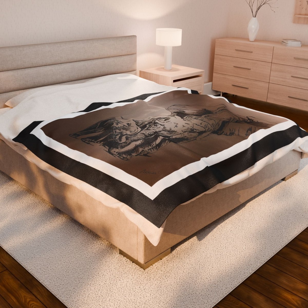 Cozy Elephant Velveteen Plush Blanket - Perfect for Nature Lovers - Curran Artworks