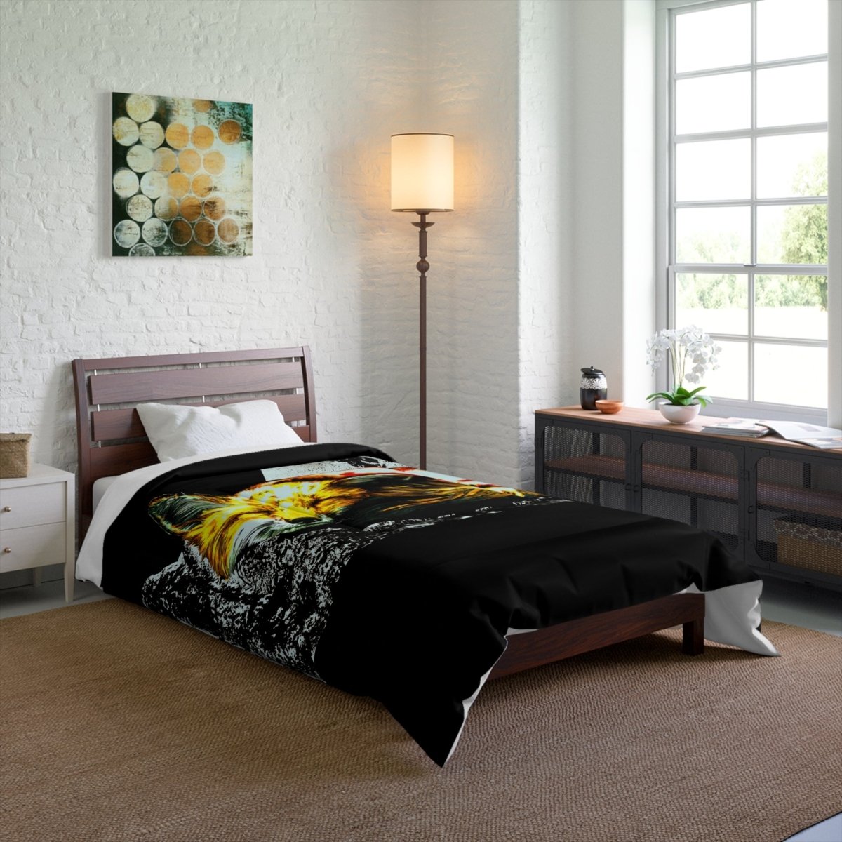 Cozy Fox Moon Comforter - Unique Bedroom Decor for Animal Lovers - Curran Artworks