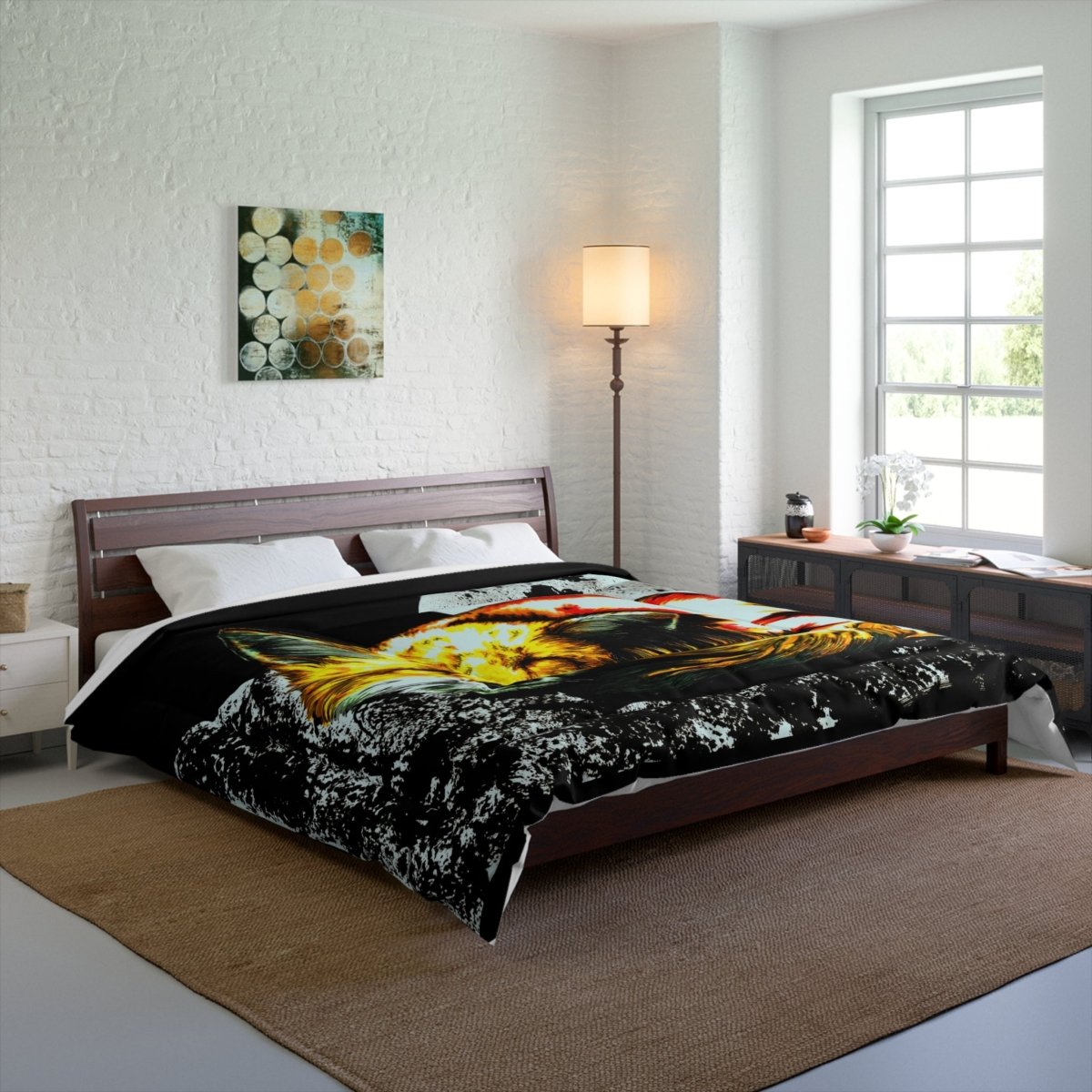 Cozy Fox Moon Comforter - Unique Bedroom Decor for Animal Lovers - Curran Artworks