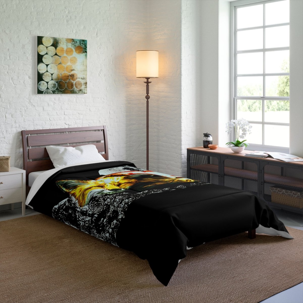 Cozy Fox Moon Comforter - Unique Bedroom Decor for Animal Lovers - Curran Artworks