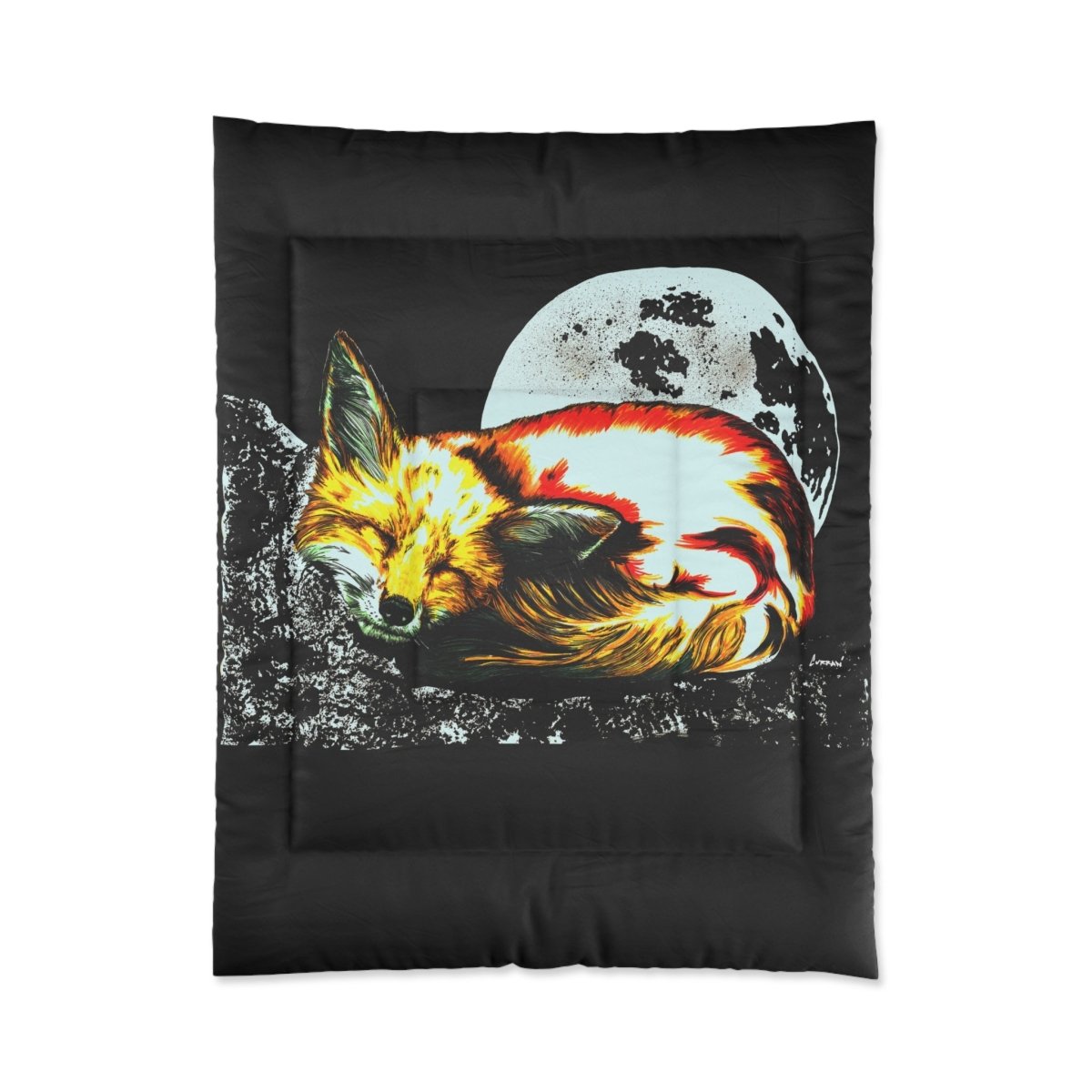 Cozy Fox Moon Comforter - Unique Bedroom Decor for Animal Lovers - Curran Artworks
