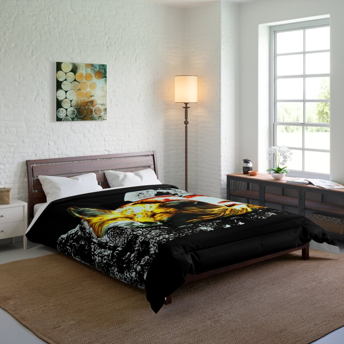 Cozy Fox Moon Comforter - Unique Bedroom Decor for Animal Lovers - Curran Artworks