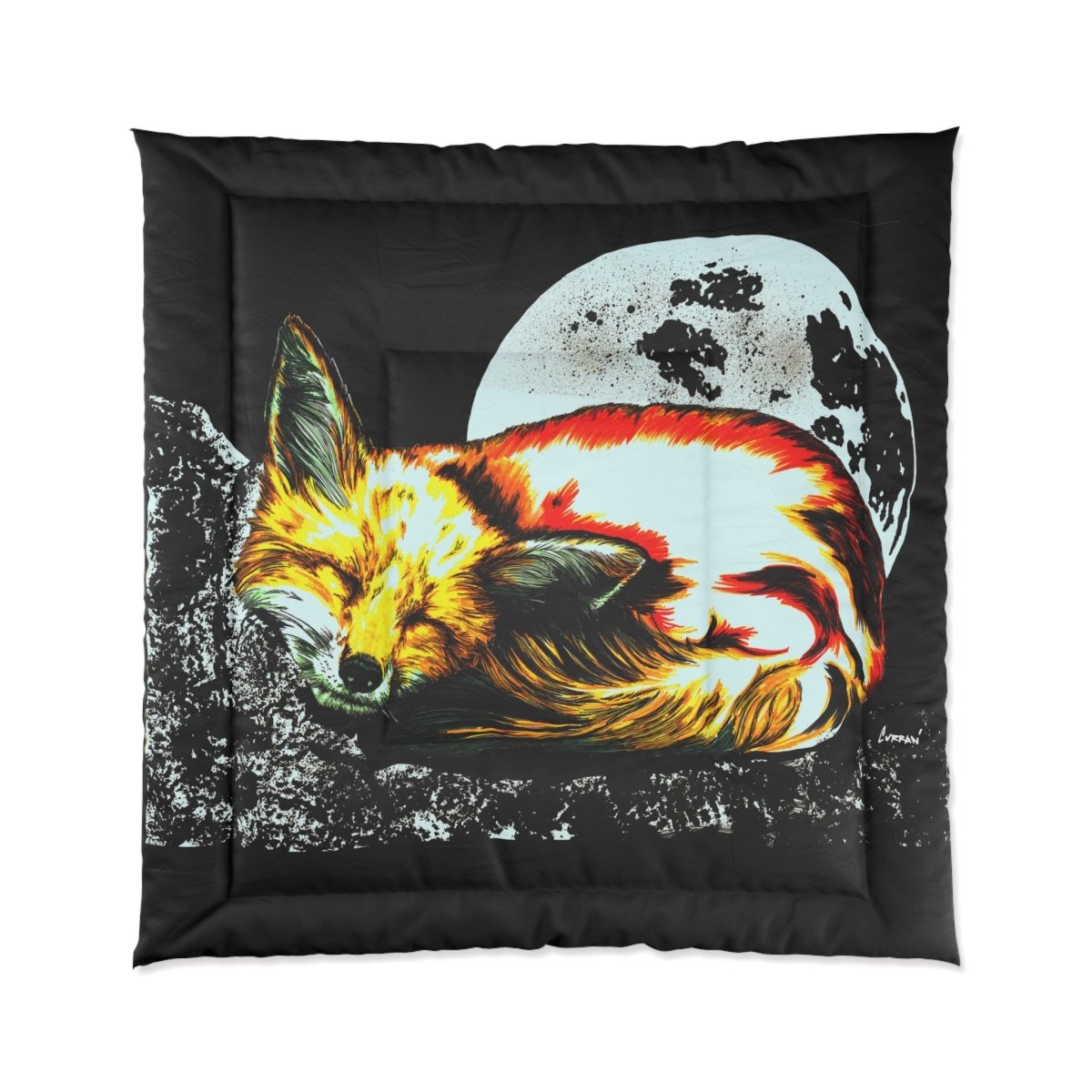 Cozy Fox Moon Comforter - Unique Bedroom Decor for Animal Lovers - Curran Artworks