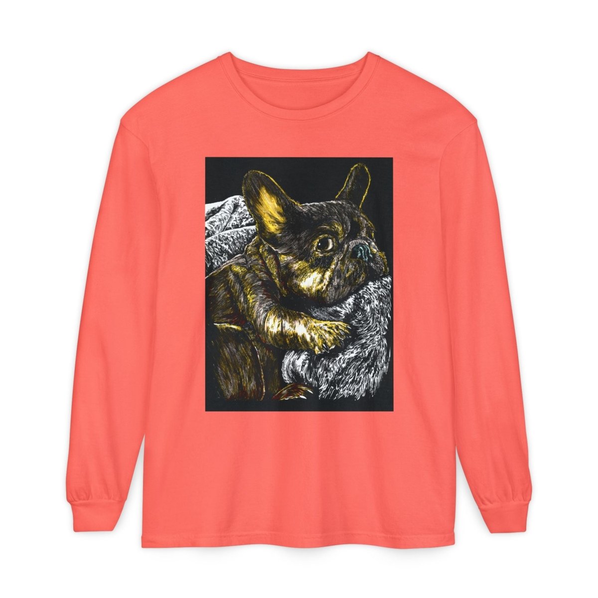 Cozy French Bulldog Long Sleeve T-Shirt | Unisex Apparel for Dog Lovers - Curran Artworks