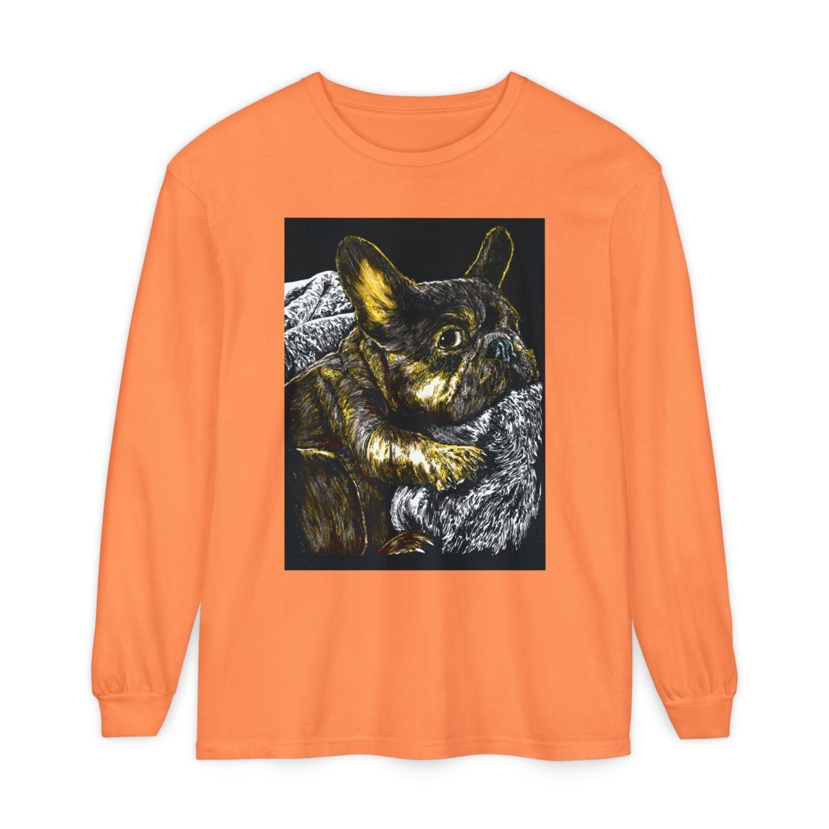 Cozy French Bulldog Long Sleeve T-Shirt | Unisex Apparel for Dog Lovers - Curran Artworks