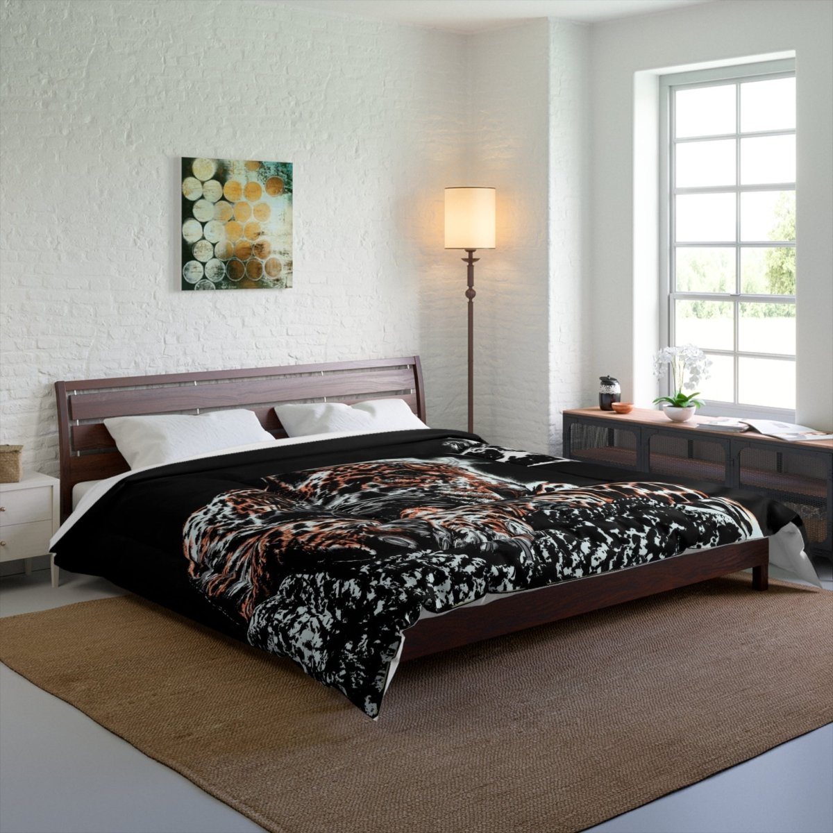 Cozy Moonlit Leopard Comforter - Nature - Inspired Bedding for Animal Lovers - Curran Artworks