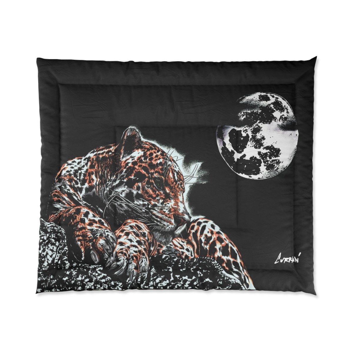 Cozy Moonlit Leopard Comforter - Nature - Inspired Bedding for Animal Lovers - Curran Artworks