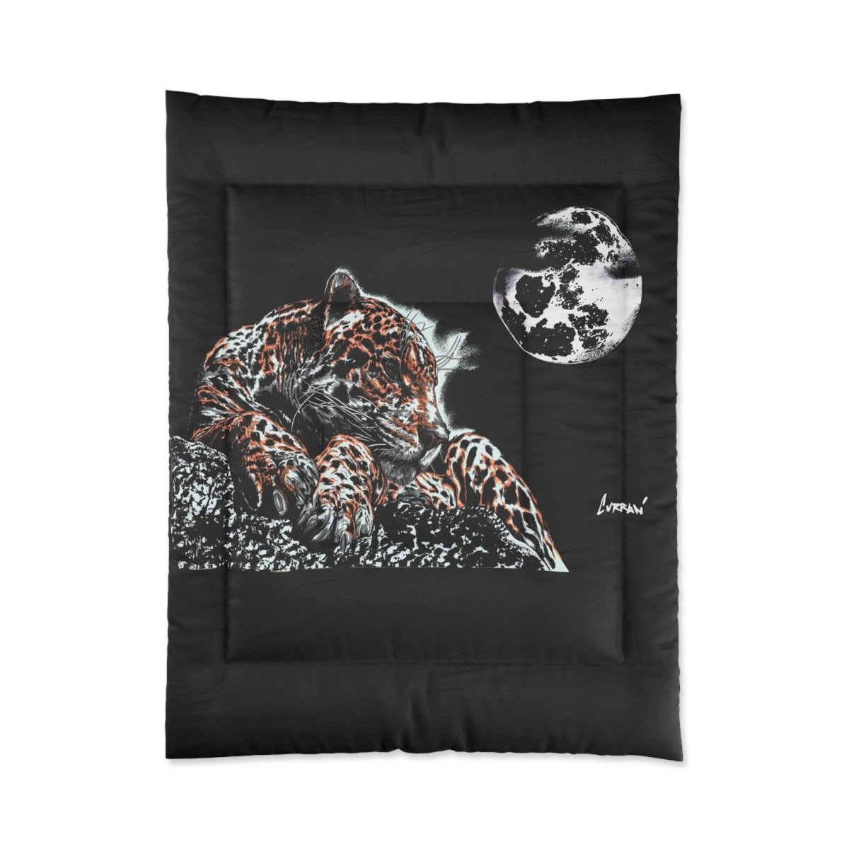 Cozy Moonlit Leopard Comforter - Nature - Inspired Bedding for Animal Lovers - Curran Artworks