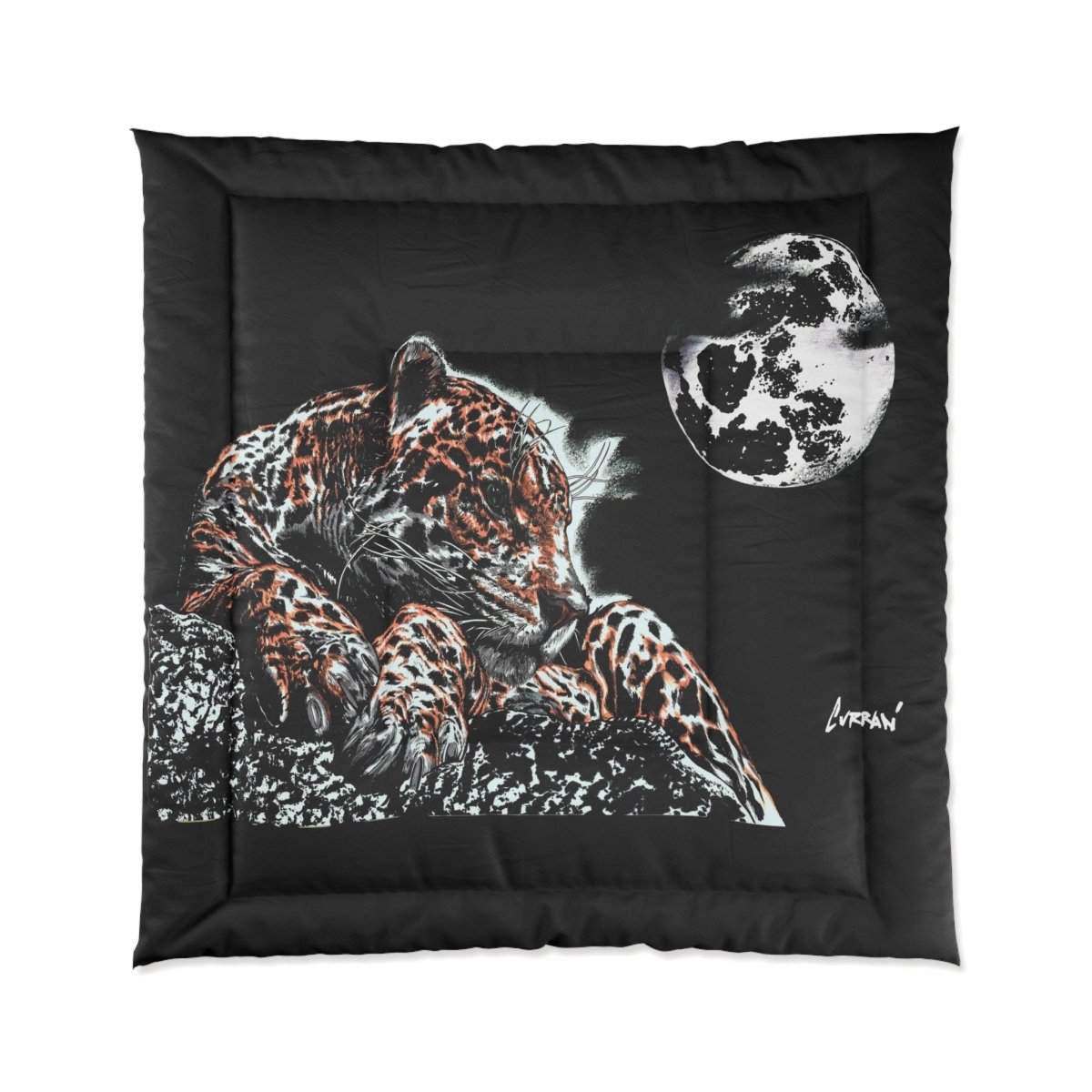 Cozy Moonlit Leopard Comforter - Nature - Inspired Bedding for Animal Lovers - Curran Artworks
