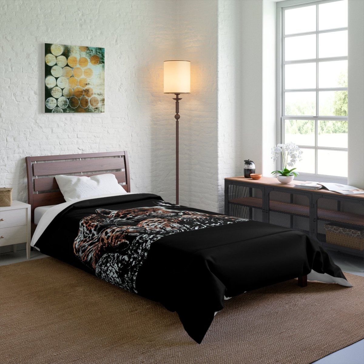 Cozy Moonlit Leopard Comforter - Nature - Inspired Bedding for Animal Lovers - Curran Artworks