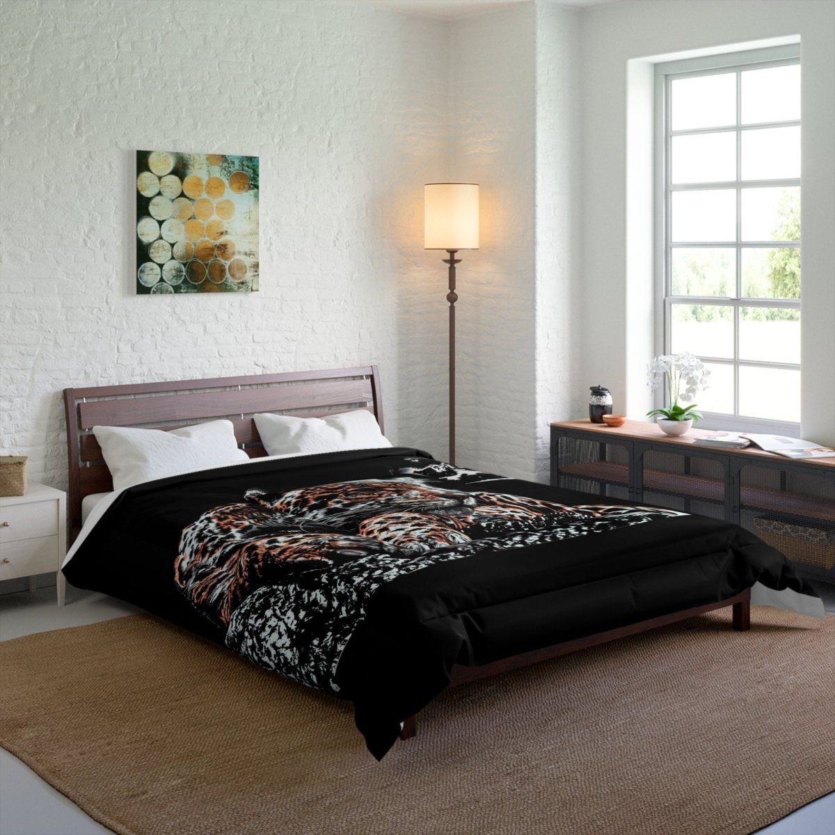 Cozy Moonlit Leopard Comforter - Nature - Inspired Bedding for Animal Lovers - Curran Artworks