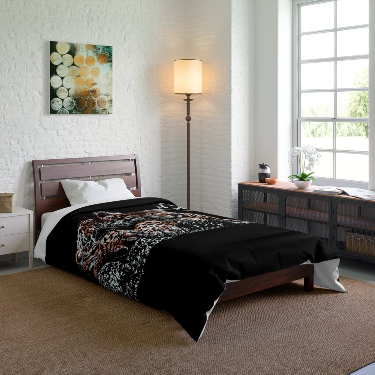 Cozy Moonlit Leopard Comforter - Nature - Inspired Bedding for Animal Lovers - Curran Artworks