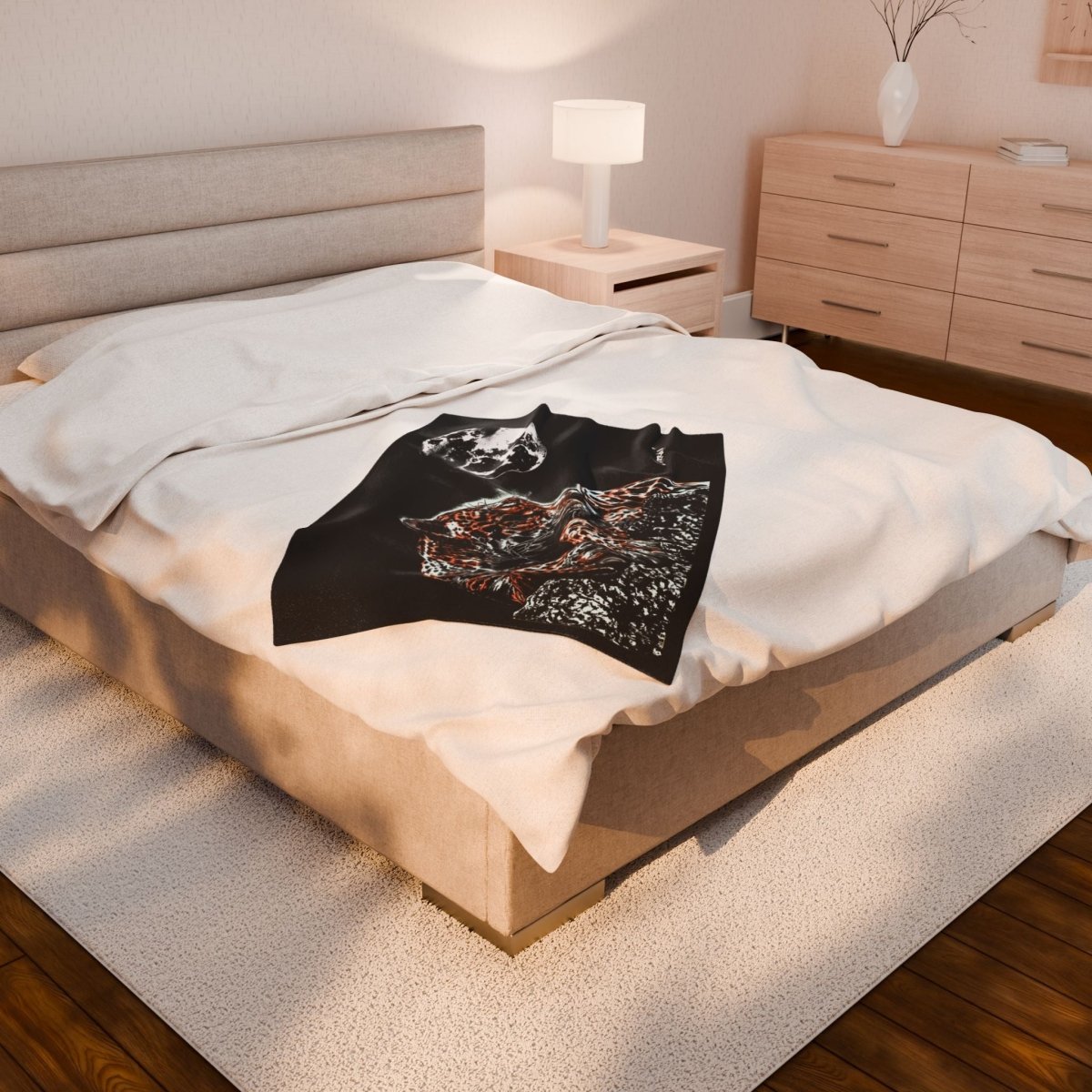 Cozy Velveteen Plush Blanket with Moonlit Jaguar Design - Perfect for Pet Lovers - Curran Artworks