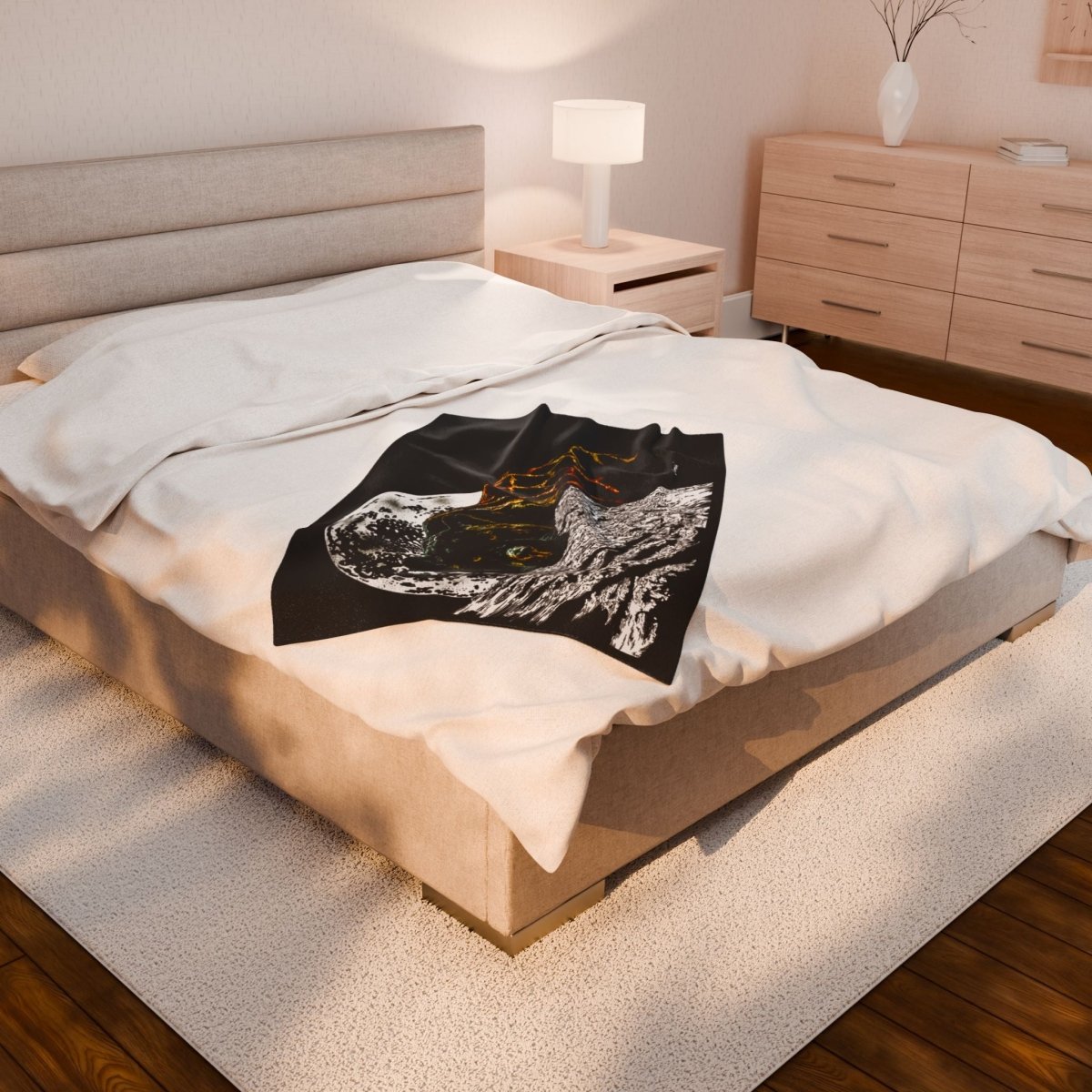 Cozy Velveteen Plush Blanket with Moonlit Panther Design - Curran Artworks