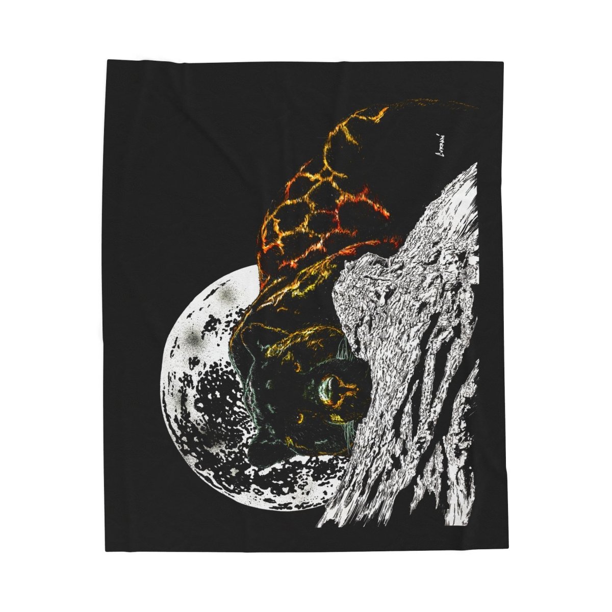 Cozy Velveteen Plush Blanket with Moonlit Panther Design - Curran Artworks