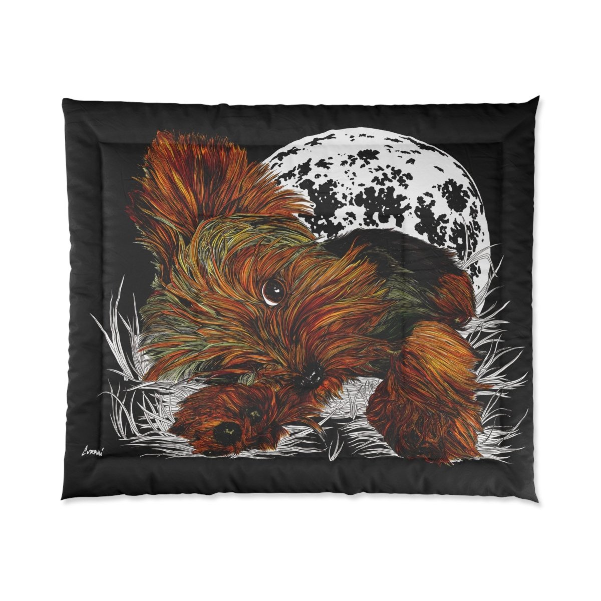 Cozy Yorkie Terrier Comforter - Stylish Pet - Themed Bedding for Dog Lovers - Curran Artworks