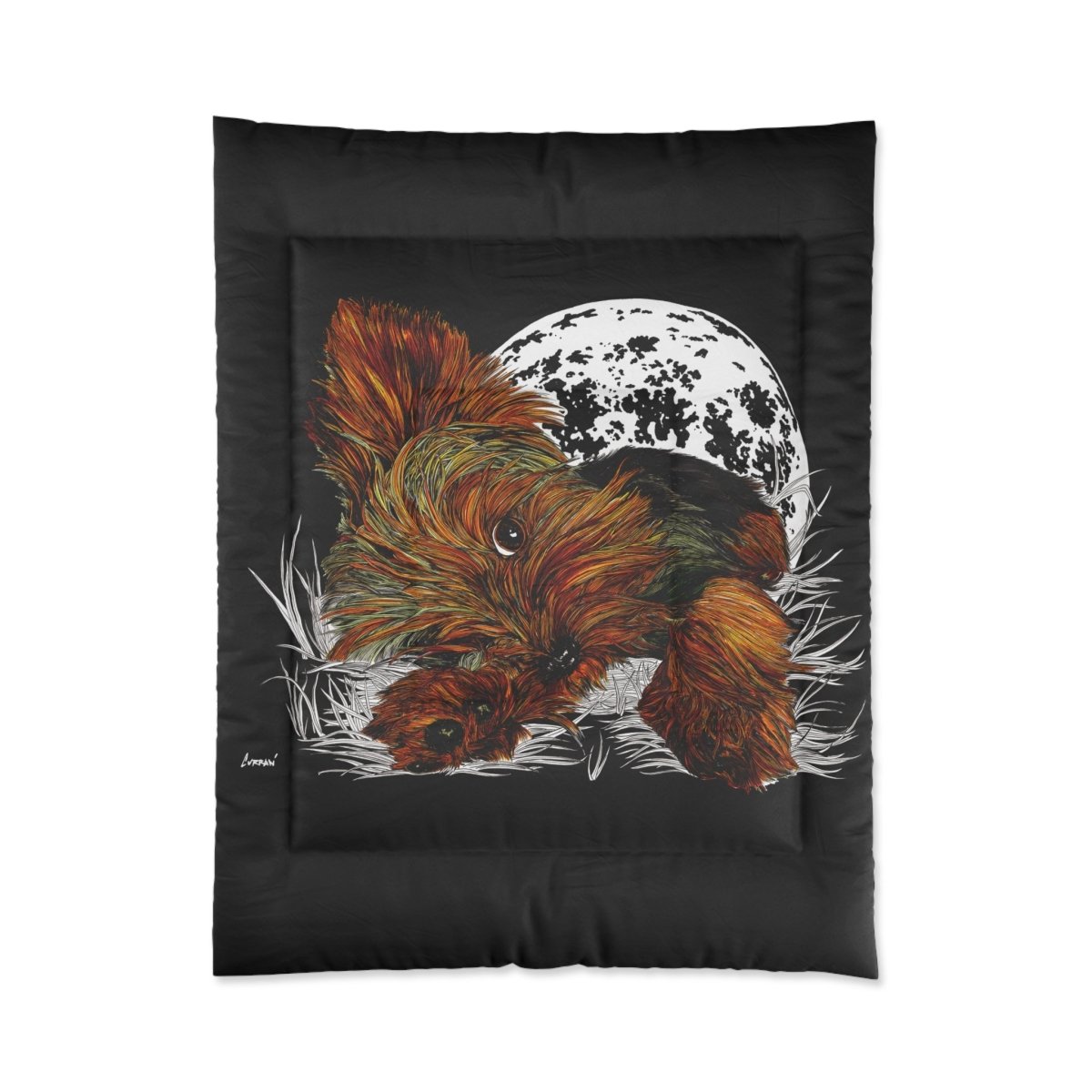 Cozy Yorkie Terrier Comforter - Stylish Pet - Themed Bedding for Dog Lovers - Curran Artworks
