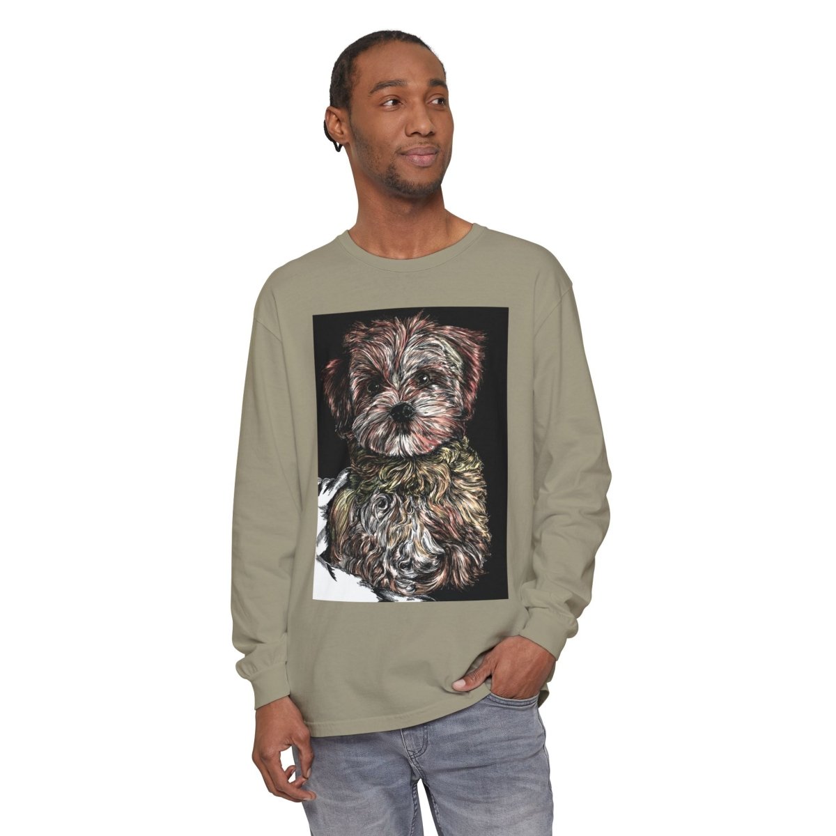 Cute Dog Art Long Sleeve T-Shirt for Pet Lovers - Curran Artworks