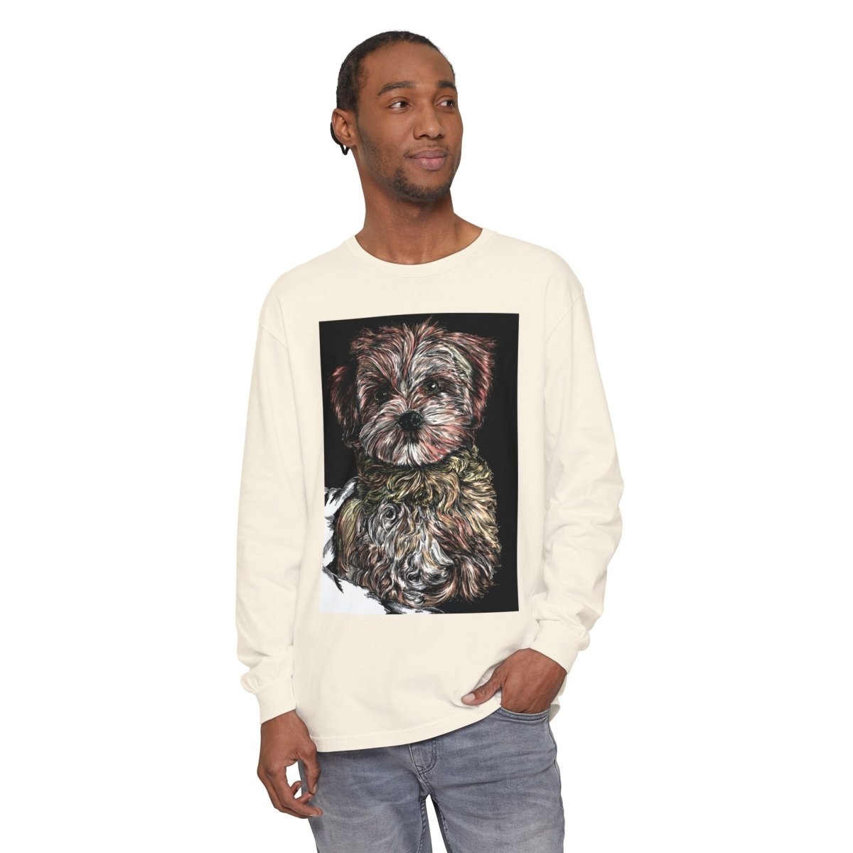 Cute Dog Art Long Sleeve T-Shirt for Pet Lovers - Curran Artworks