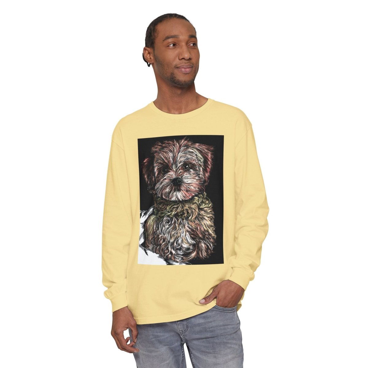 Cute Dog Art Long Sleeve T-Shirt for Pet Lovers - Curran Artworks
