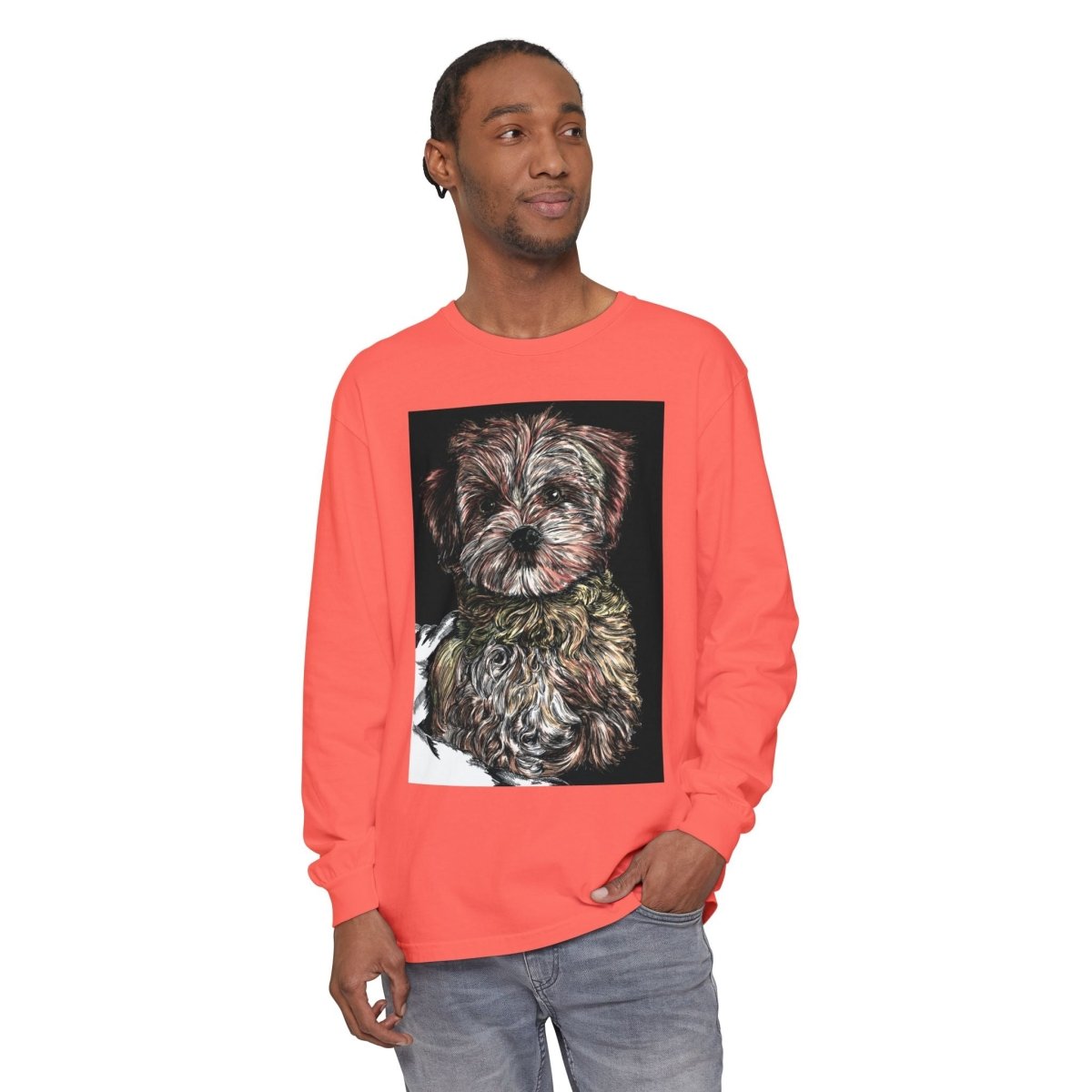 Cute Dog Art Long Sleeve T-Shirt for Pet Lovers - Curran Artworks