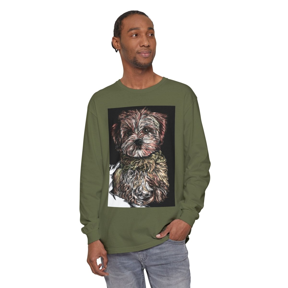 Cute Dog Art Long Sleeve T-Shirt for Pet Lovers - Curran Artworks