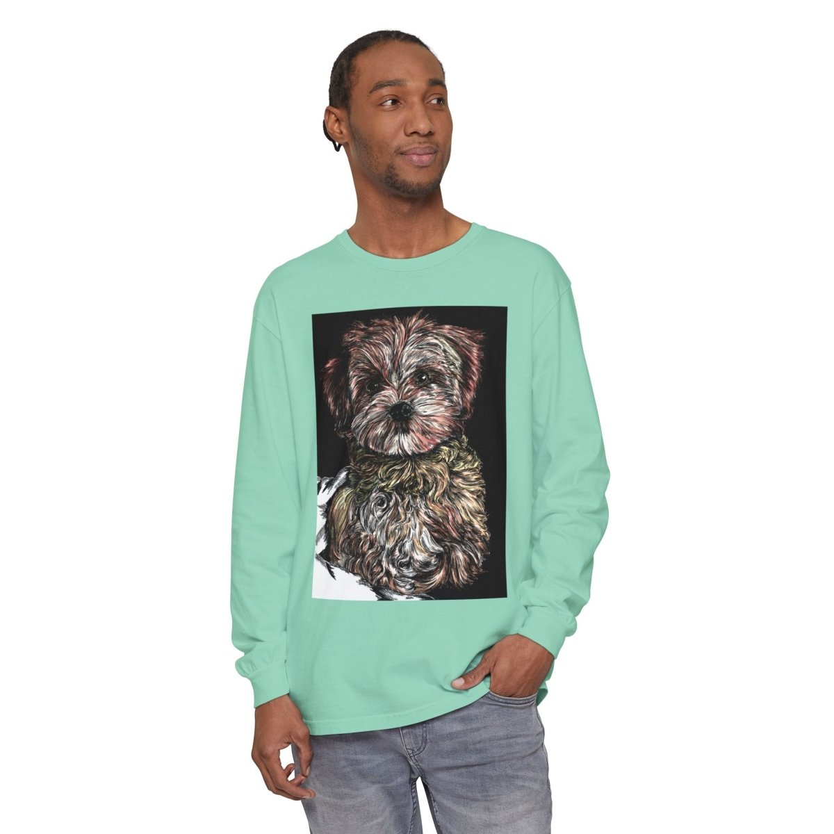 Cute Dog Art Long Sleeve T-Shirt for Pet Lovers - Curran Artworks