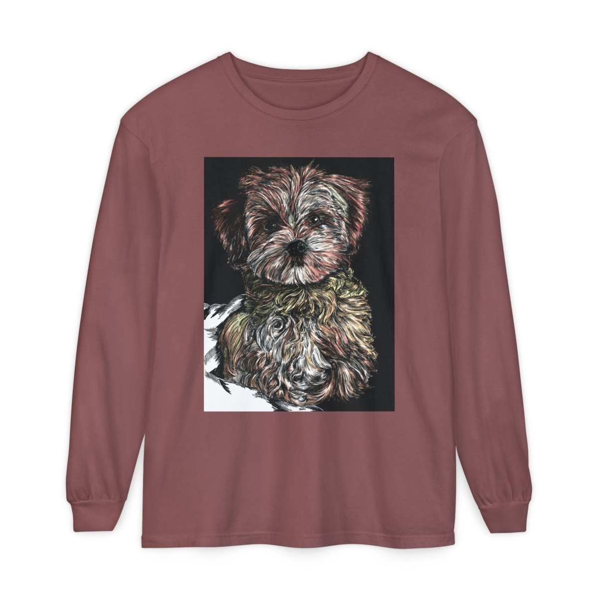 Cute Dog Art Long Sleeve T-Shirt for Pet Lovers - Curran Artworks