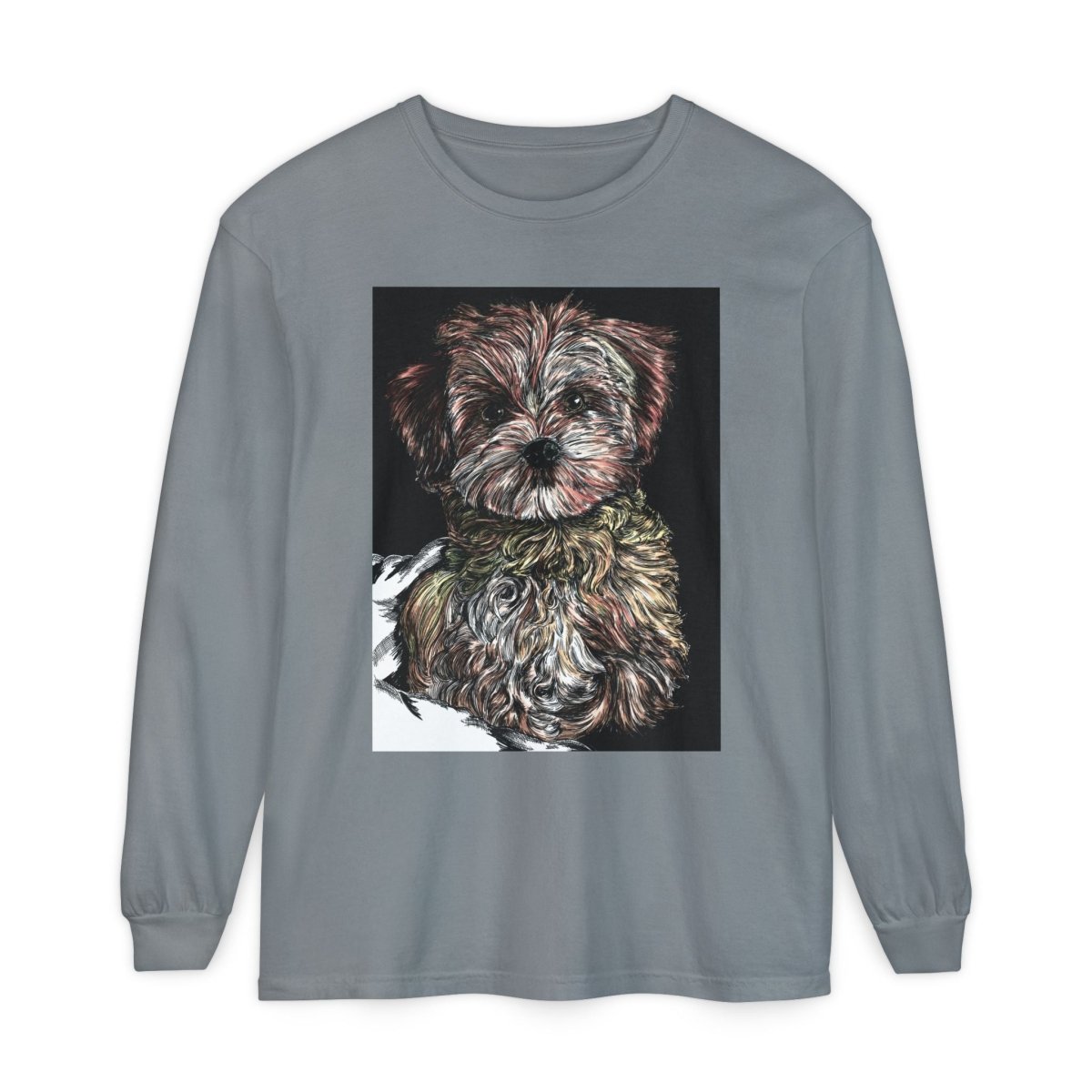 Cute Dog Art Long Sleeve T-Shirt for Pet Lovers - Curran Artworks