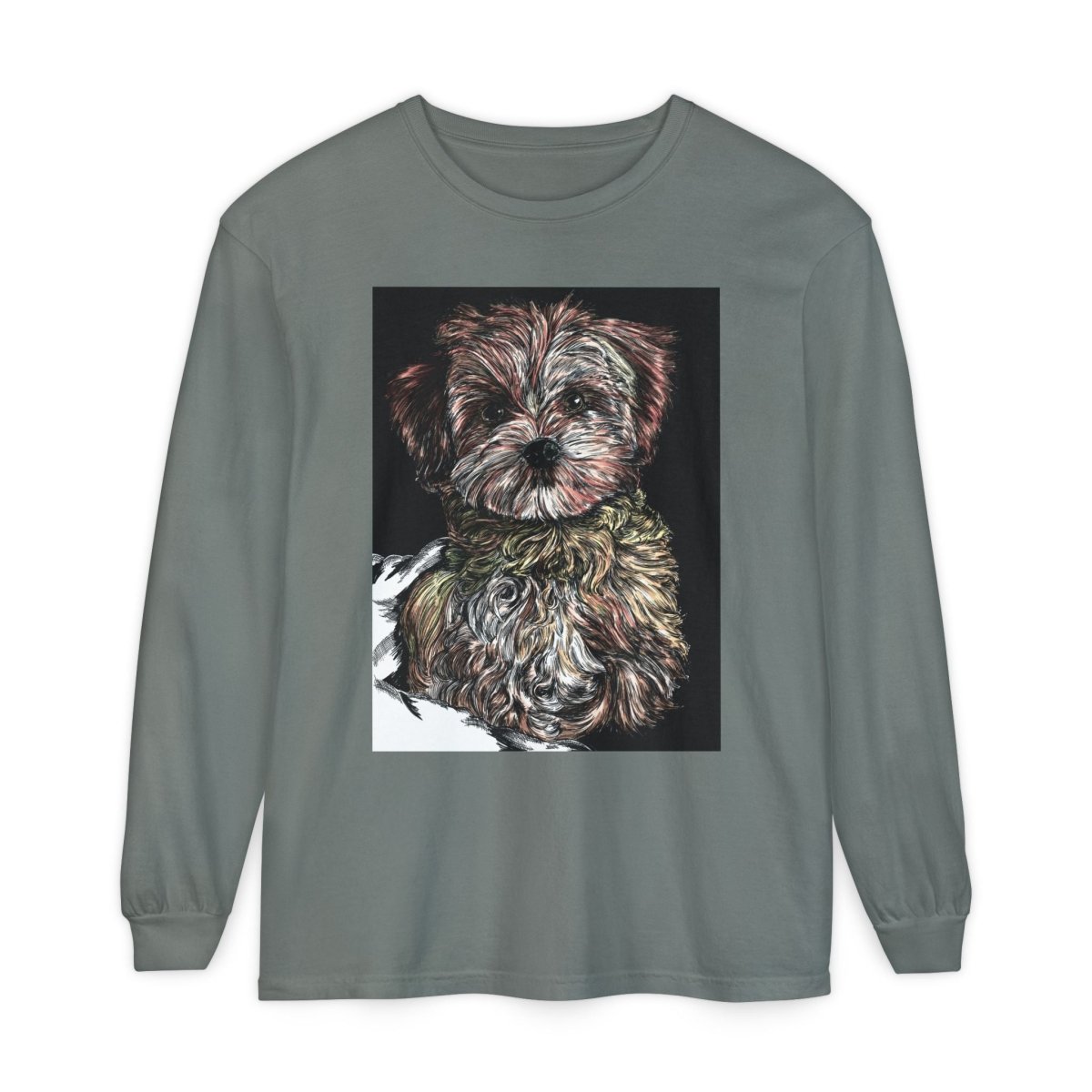 Cute Dog Art Long Sleeve T-Shirt for Pet Lovers - Curran Artworks