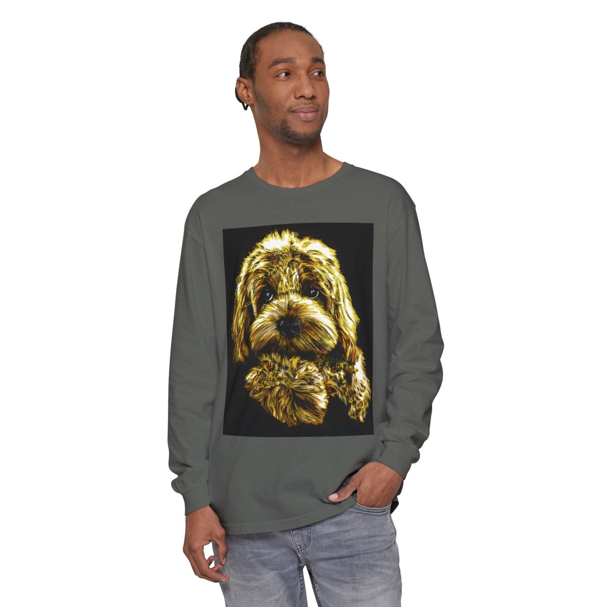 Cute Dog Art Long Sleeve T-Shirt - Unisex Dog Lover Gift - Curran Artworks