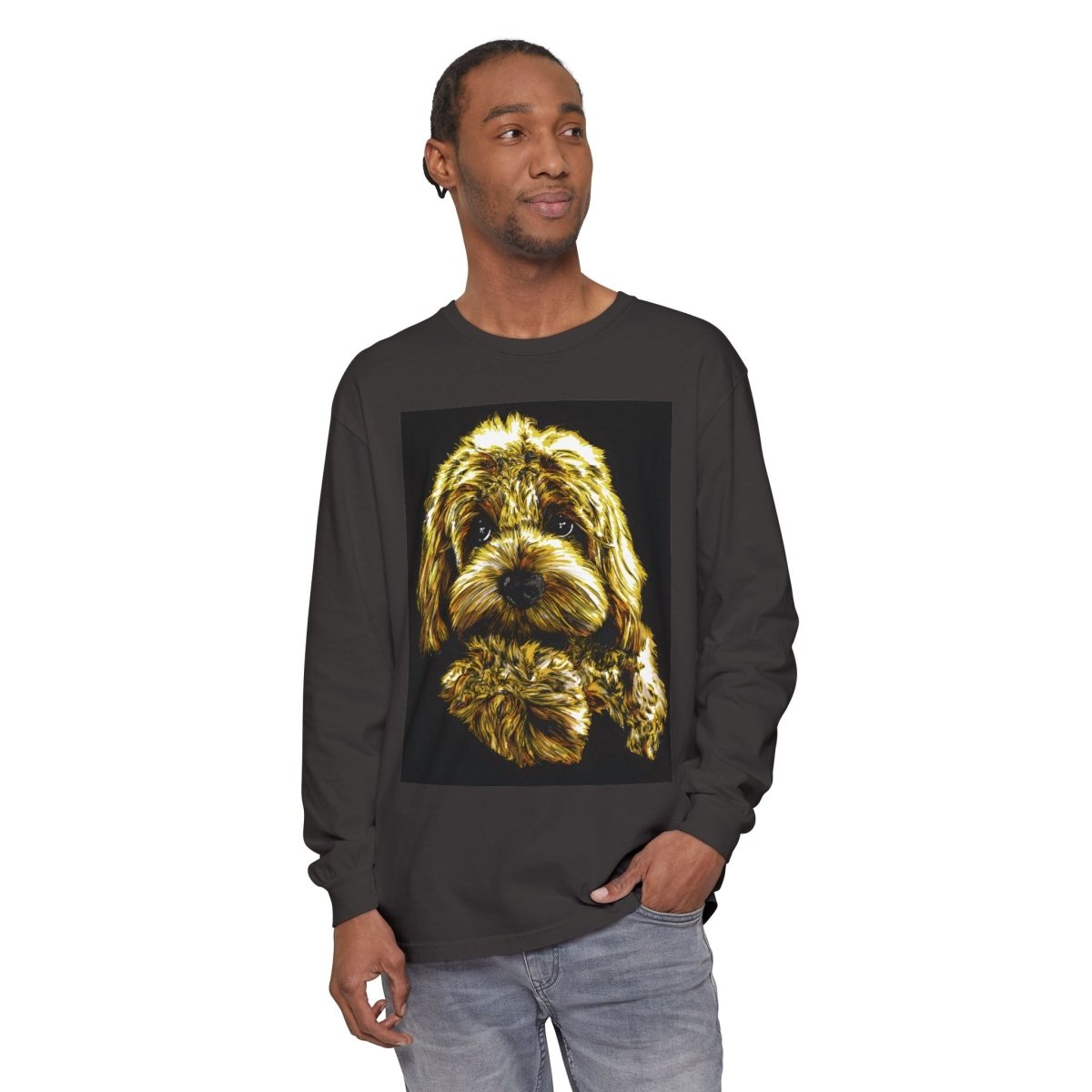 Cute Dog Art Long Sleeve T-Shirt - Unisex Dog Lover Gift - Curran Artworks