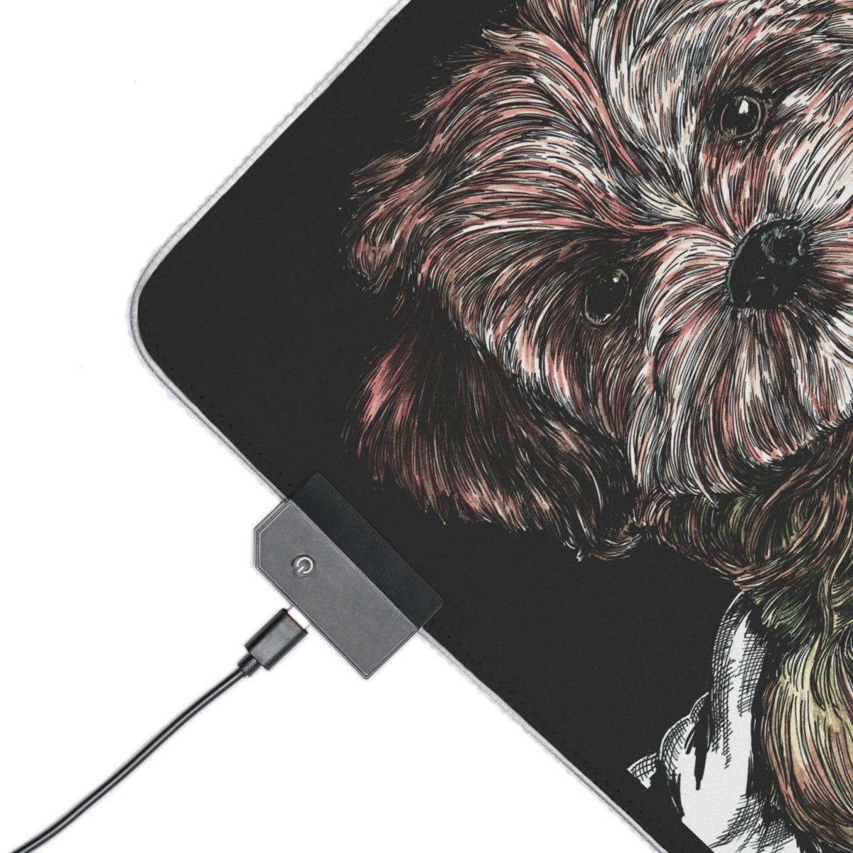 Cute Dog LED Gaming Mouse Pad - RGB Lighted Desk Mat - Curran Artworks