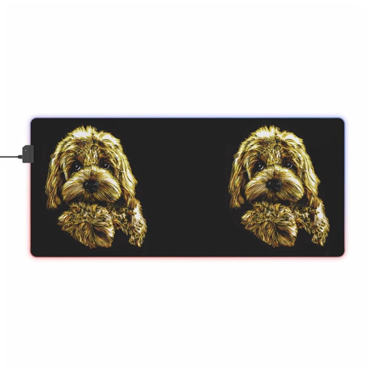 Cute Goldendoodle LED Gaming Mouse Pad - Dog Design for Gamers - Curran Artworks