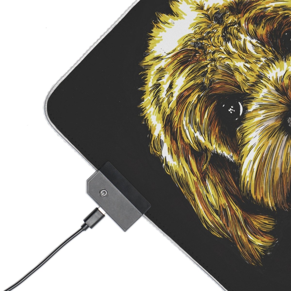 Cute Goldendoodle LED Gaming Mouse Pad - Dog Design for Gamers - Curran Artworks
