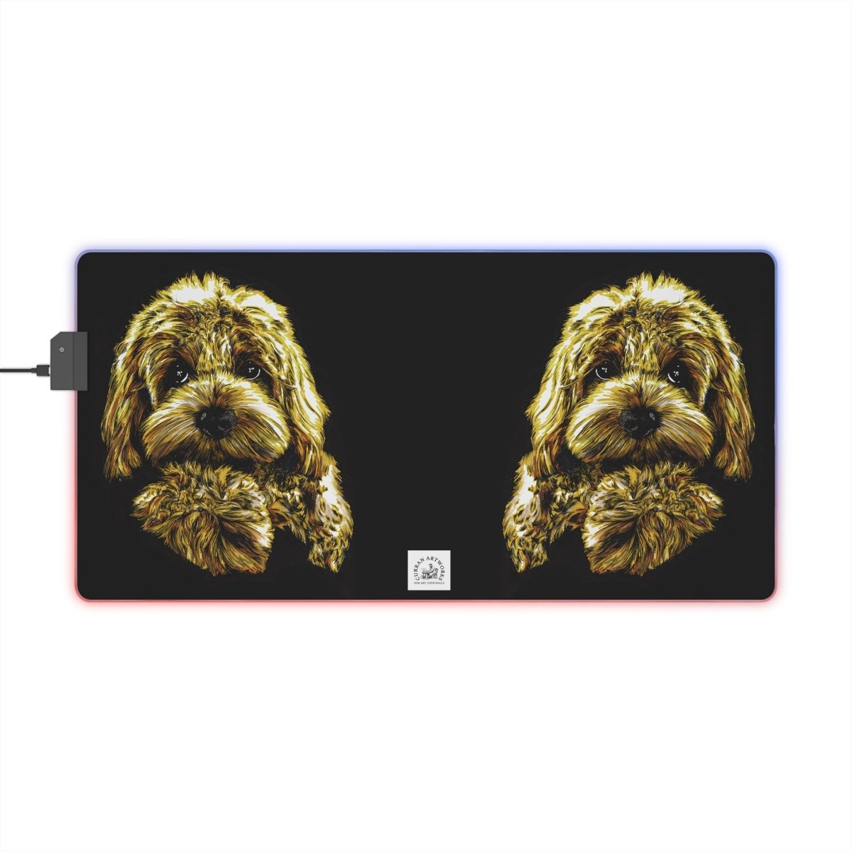 Cute Goldendoodle LED Gaming Mouse Pad - Dog Design for Gamers - Curran Artworks