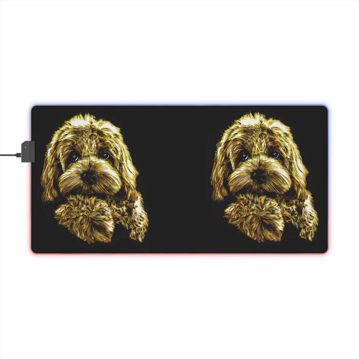 Cute Goldendoodle LED Gaming Mouse Pad - Dog Design for Gamers - Curran Artworks
