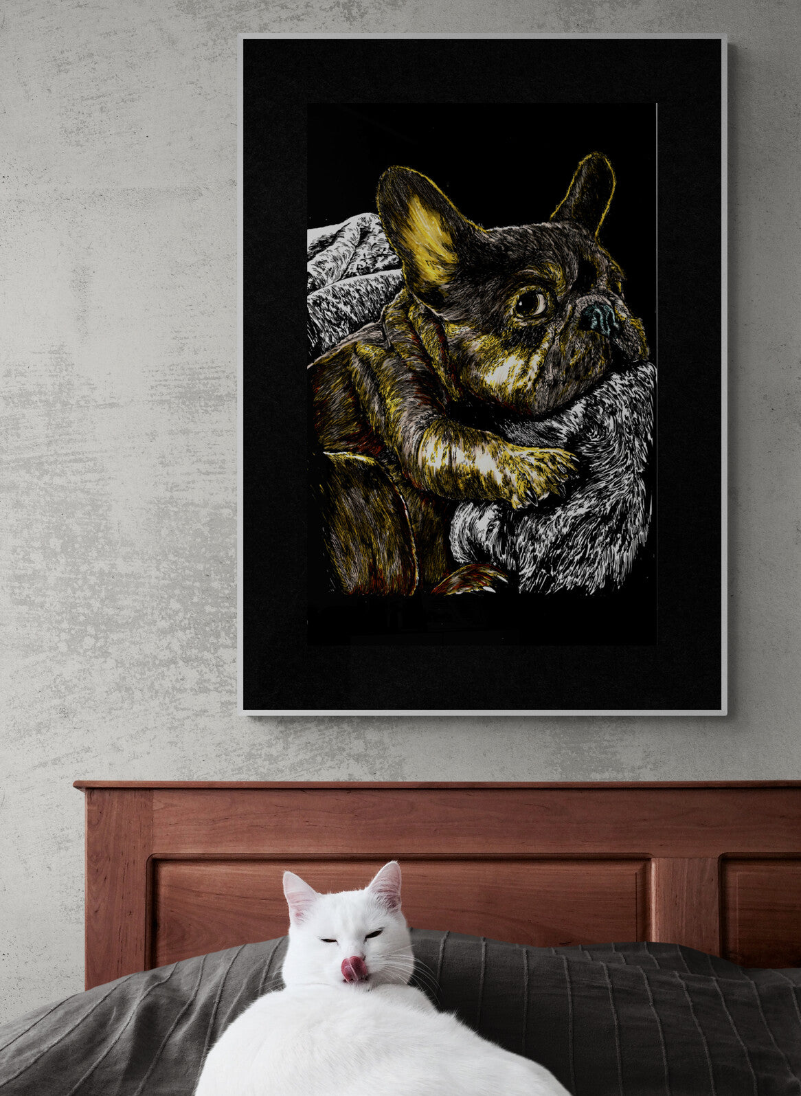 French Bulldog 2 Original Hand Drawn Wall art Poster