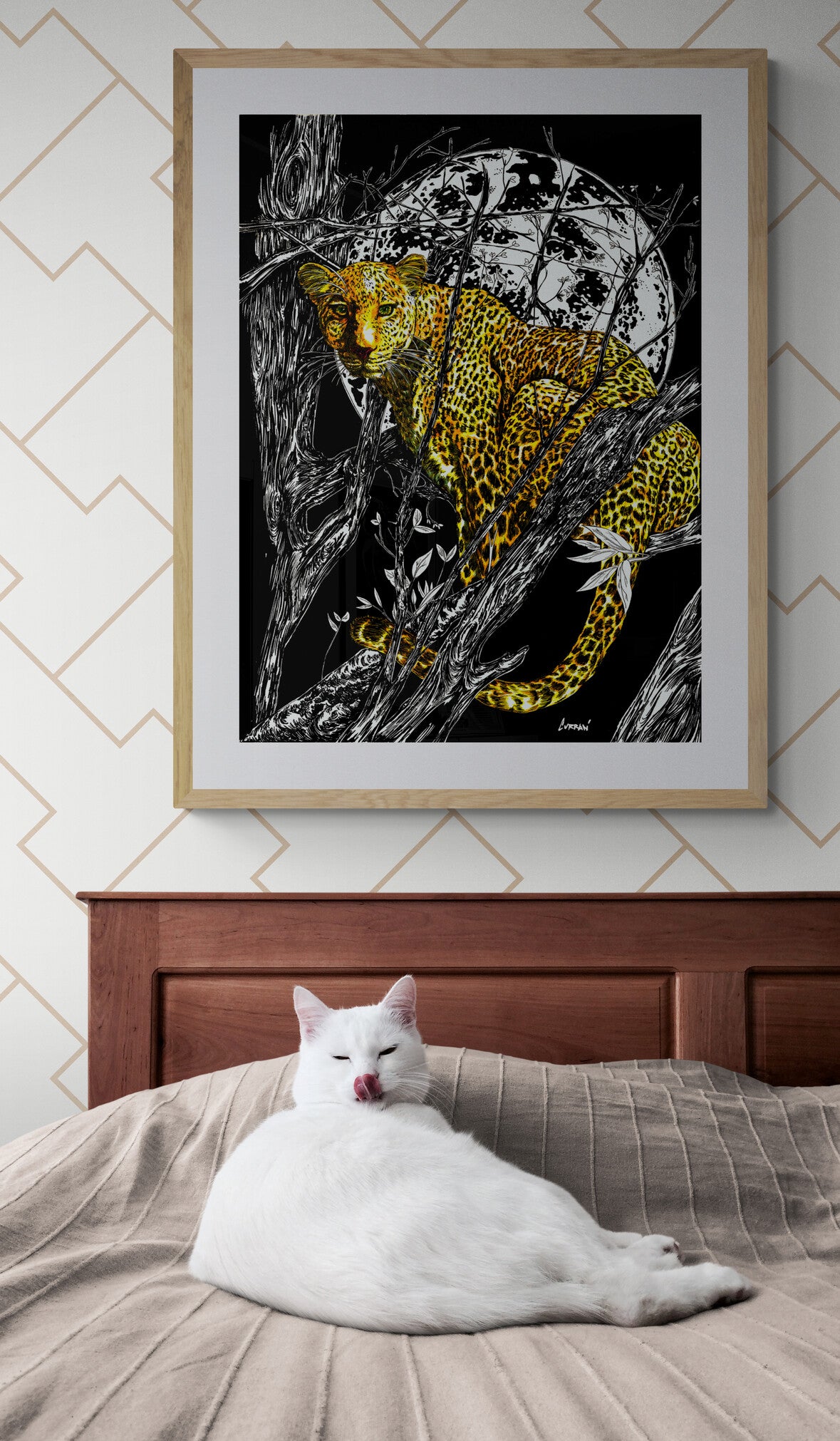 Cheetah 1 Wall Art Poster, Hand Drawn Art by Kris Curran
