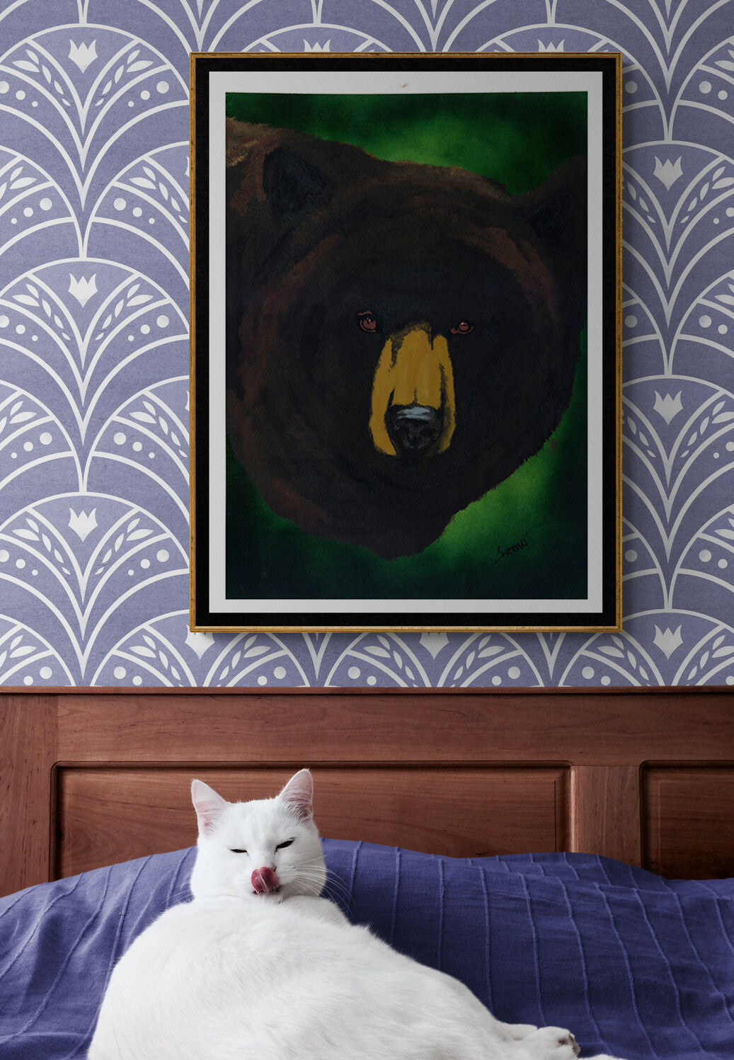 Original Hand-Painted Brown Bear Wall Art by Kris Curran