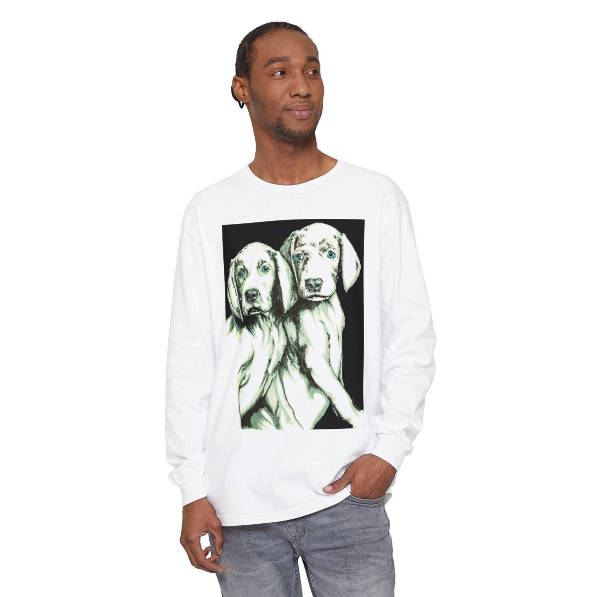 Dog Lover's Long Sleeve T-Shirt - Cute Puppy Illustration - Perfect Gift - Curran Artworks