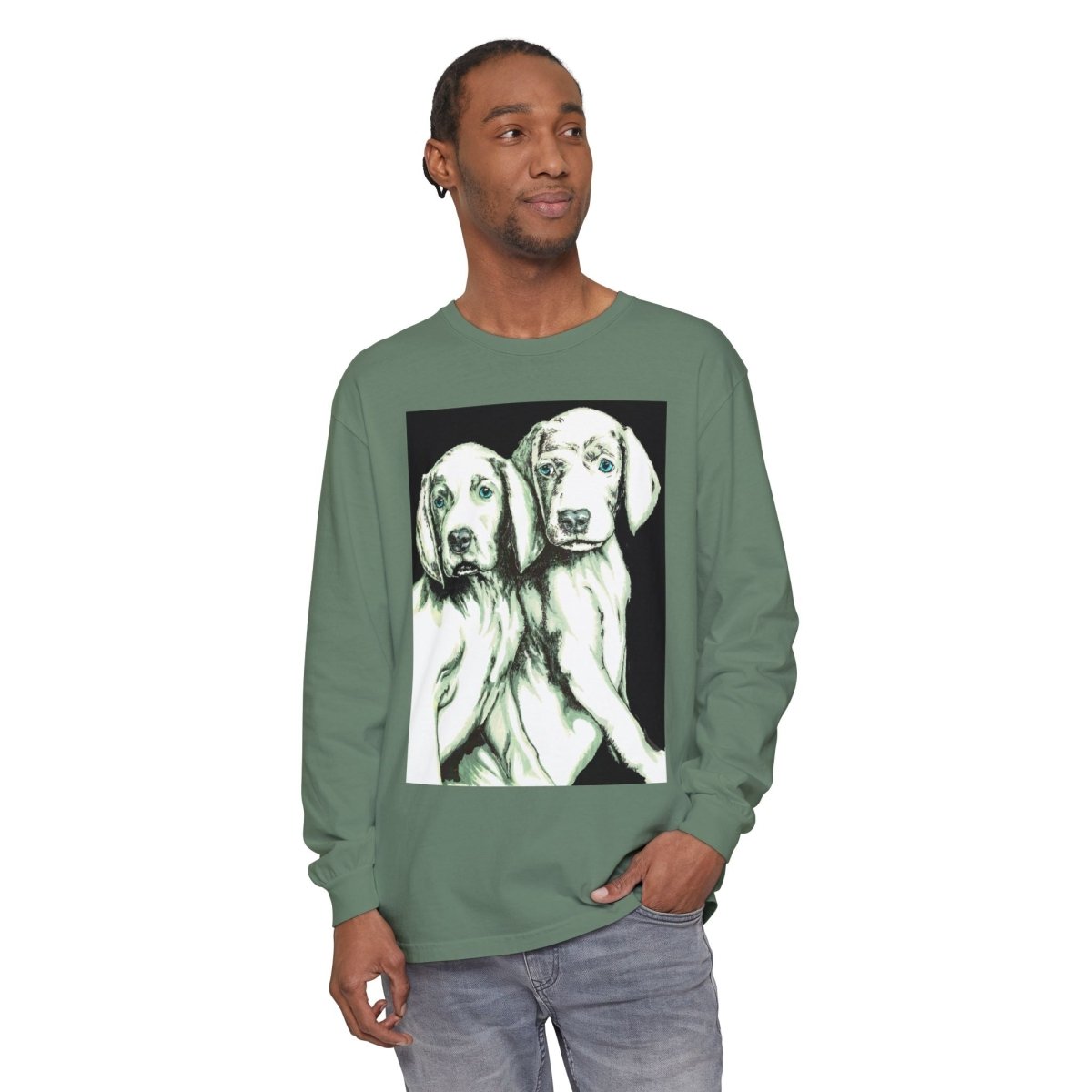 Dog Lover's Long Sleeve T-Shirt - Cute Puppy Illustration - Perfect Gift - Curran Artworks