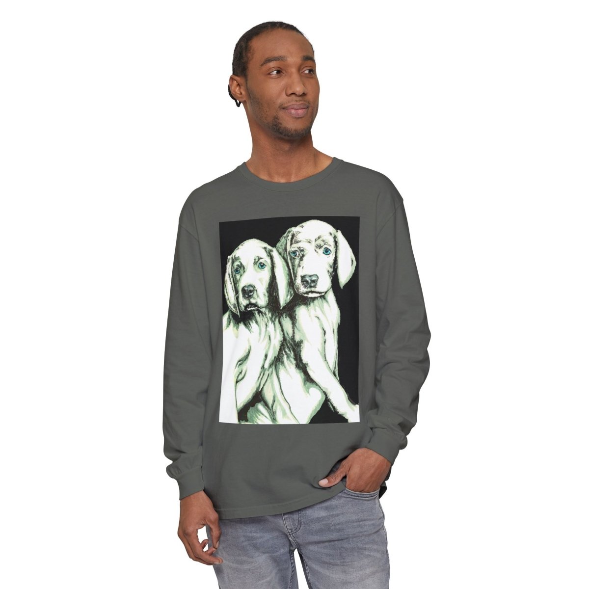 Dog Lover's Long Sleeve T-Shirt - Cute Puppy Illustration - Perfect Gift - Curran Artworks